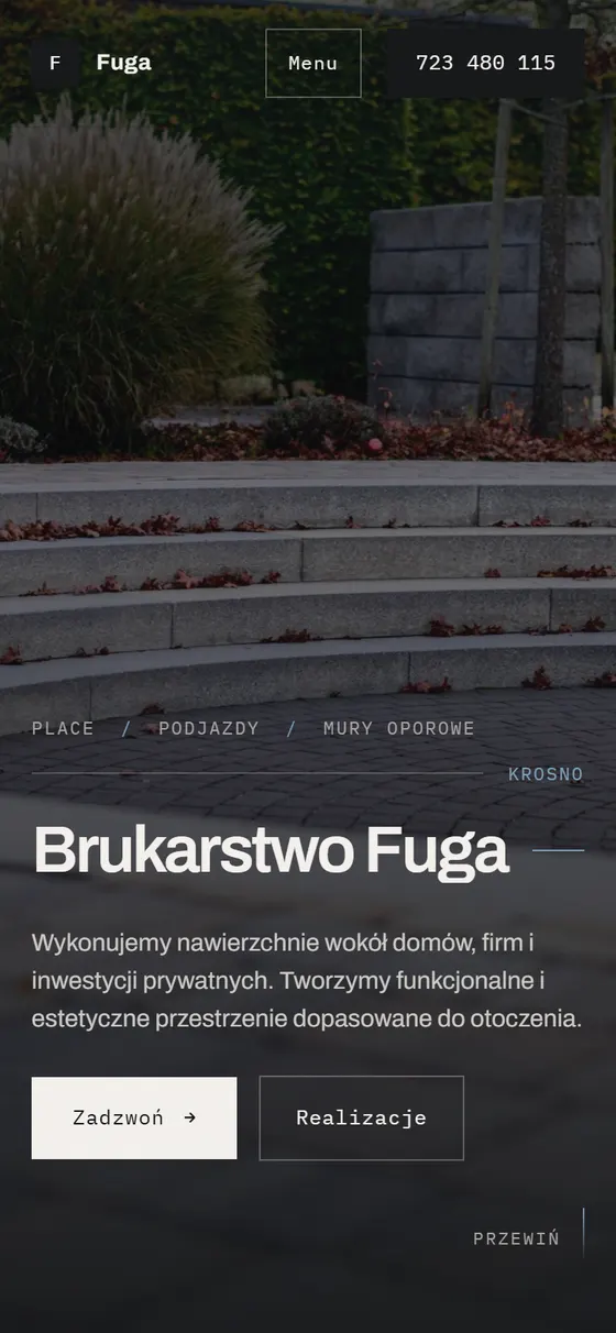 Podgląd makiety FUGA na telefonie